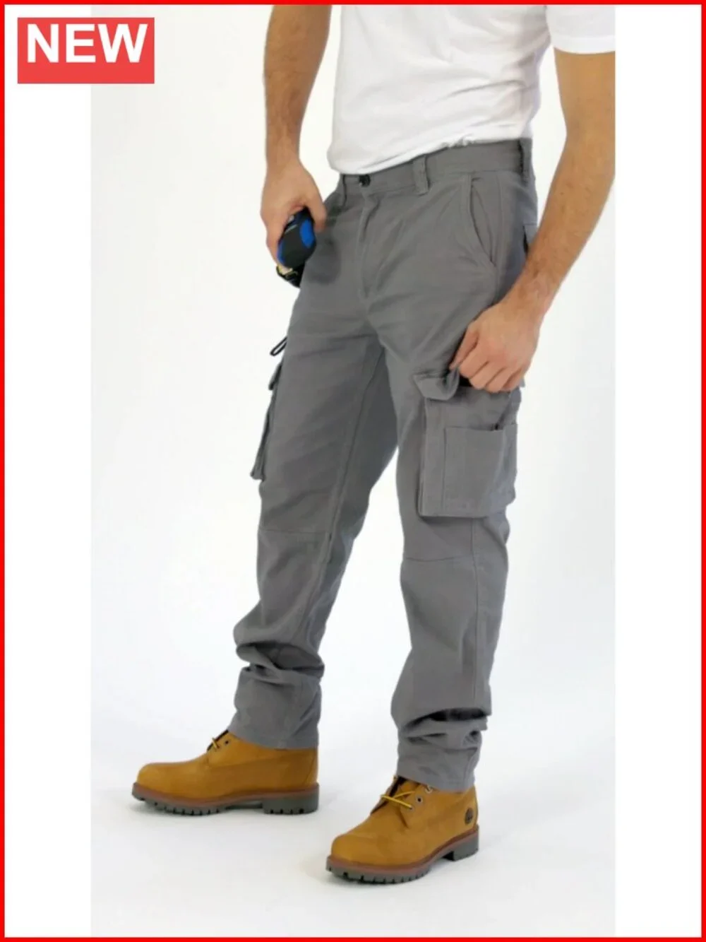Men's Stretchable Cotton Blend Cargo Pants with 6 Pockets Regular Fit